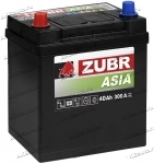 Аккумулятор автомобильный Zubr Premium Asia 40 А/ч 300 А прям. пол. Азия авто (187x127x225) ZPA401