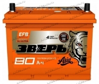 Аккумулятор автомобильный Зверь EFB Asia 80 А/ч 720 А обр. пол. 85D23L Азия авто (232x175x225) с бортиком купить в Москве по цене 9400 рублей - АКБАВТО