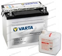 Аккумулятор для мотоцикла и скутера VARTA POWERSPORTS FRESHPACK 24 А/ч 200 А прям. пол. с/зар. с эл. 12N24-4 (186x125x178) 524101020 купить в Москве по цене 10500 рублей - АКБАВТО