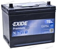 Аккумулятор автомобильный Exide Premium 75 А/ч 630 А обр. пол. EA754 Азия авто (260x175x220) с бортиком купить в Москве по цене 8100 рублей - АКБАВТО