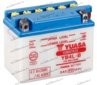 Аккумулятор для мотоцикла и скутера Yuasa YuMicron 4 А/ч 45 А обр. пол. с/зар. с эл. YB4L-B (120х70х92) купить в Москве по цене 2300 рублей - АКБАВТО