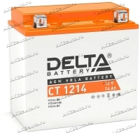 Аккумулятор для мотоцикла и скутера Delta CT1214 12V 14 А/ч 200 A прям. пол. залит/заряжен YTX14-BS, YTX14H-BS (150х87х148) AGM купить в Москве по цене 4670 рублей - АКБАВТО