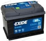 Аккумулятор автомобильный Exide Excell 60 А/ч 540 A обр. пол. низкий EB602 Евро авто (242x175x175)