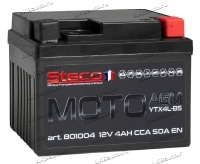 Аккумулятор для мотоцикла и скутера Steco AGM 12V 4 А/ч 50 А обр. пол. залит/заряжен 801004 (113х70х85) YTX4L-BS, YT4L-BS купить в Москве по цене 1400 рублей - АКБАВТО