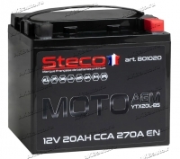 Аккумулятор для мотоцикла и скутера Steco AGM 12V 20 А/ч 270 А обр. пол. залит/заряжен 801020 (177х88х154) YTX20L-BS YTX20L-4 купить в Москве по цене 6000 рублей - АКБАВТО