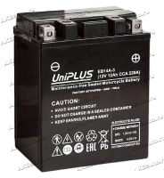 Аккумулятор для мото и гидротехники UniPLUS High Perfomance AGM 12 А/ч 220 А обр. пол. залит/заряжен EB14A-3 (133х90х164) YTX14AHL-BS YB14L-A2 купить в Москве по цене 4100 рублей - АКБАВТО
