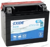 Аккумулятор для мотоцикла и скутера Exide AGM 10 А/ч 150 А прям. пол. с/зар. с эл. ETX12-BS (150х87х130) YTX12-BS купить в Москве по цене 3600 рублей - АКБАВТО