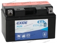 Аккумулятор для мотоцикла и скутера Exide AGM 8.6 А/ч 145 А прям. пол. с/зар. с эл. ETZ10-BS (150х87х93) YTZ10S купить в Москве по цене 3650 рублей - АКБАВТО