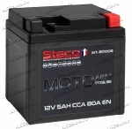 Аккумулятор для мотоцикла и скутера Steco AGM 12V 5 А/ч 80 А обр. пол. залит/заряжен 801005 (113х70х106) YTX5L-BS, YT5L-BS
