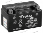 Аккумулятор для мотоцикла и скутера Yuasa AGM 6 А/ч 105 А прям. пол. с/зар. с эл. YTX7A-BS (151x88x94)