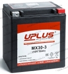 Аккумулятор для мото и гидро техники UPLUS Power Sport AGM 30 А/ч 440 А обр. пол. залит/заряжен MX30-3 (169x131x175) YB30L-B, YTX30HL-BS, YTX30L-B, YB30L-B, YB30CL-B