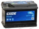 Аккумулятор автомобильный Exide Excell 74 А/ч 680 A прям. пол. EB741 Росс. авто (278x175x190) 2021г