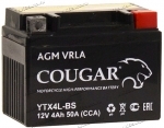 Аккумулятор для мотоцикла и скутера Cougar AGM VRLA 12V 4 А/ч 50 А обр. пол. залит/заряжен YTX4L-BS (113х70х85) YT4L-BS