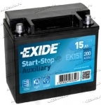 Аккумулятор автомобильный вспомогательный Exide Start-Stop Auxiliary AGM 15 А/ч 200 А прям. пол. EK151 (150х90х145) CX2310C655AC, LR047630