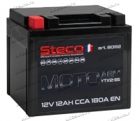 Аккумулятор для мотоцикла и скутера Steco AGM 12V 12 А/ч 180 А прям. пол. залит/заряжен 801112 (152х87х130) YTX12-BS купить в Москве по цене 3600 рублей - АКБАВТО