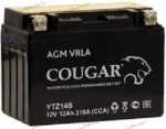 Аккумулятор для мотоцикла и скутера Cougar AGM VRLA 12V 12 А/ч 210 А прям. пол. залит/заряжен YTZ14S (150х87х110)