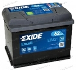 Аккумулятор автомобильный Exide Excell 62 А/ч 540 A прям. пол. EB621 Росс. авто (242x175x190) 2021г