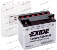 Аккумулятор для мотоцикла и скутера Exide Conventional 19 А/ч 190 А обр. пол. с/зар. с эл. EB16L-B (175х100х155) YB16L-B купить в Москве по цене 4050 рублей - АКБАВТО