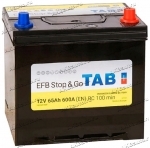 Аккумулятор автомобильный TAB EFB Stop&Go Asia 65 А/ч 650 А обр. пол. Азия авто (230x173x220) 56568 с бортиком