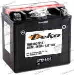 Аккумулятор для мотоцикла и скутера Deka CTX14-BS 12V 12 А/ч 200 А прям. пол. с/зар. с/эл. (150x87x145) AGM YTX14-BS