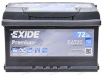 Аккумулятор автомобильный Exide Premium 72 А/ч 720 A обр. пол. низкий EA722 Евро авто (278x175x175)