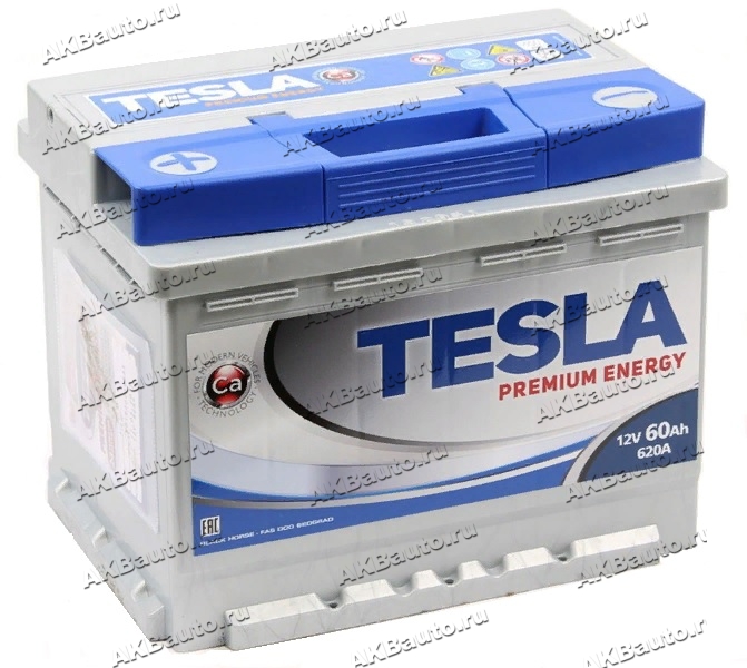 Аккумулятор автомобильный Tesla Premium Energy 60 А/ч 620 А прям. пол .