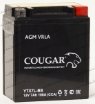 Аккумулятор для мотоцикла и скутера Cougar AGM VRLA 12V 7 А/ч 100 А обр. пол. залит/заряжен YTX7L-BS (113х70х132)