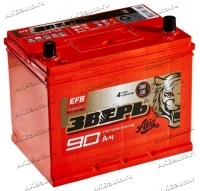 Аккумулятор автомобильный Зверь EFB Asia 90 А/ч 770 А обр. пол. 110D26L Азия авто (260x175x225) с бортиком купить в Москве по цене 10300 рублей - АКБАВТО