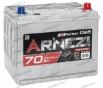 Аккумулятор автомобильный Arnezi JIS 70 А/ч 650 А обр. пол. D26L Азия авто (260х173х225) с бортиком E1300700