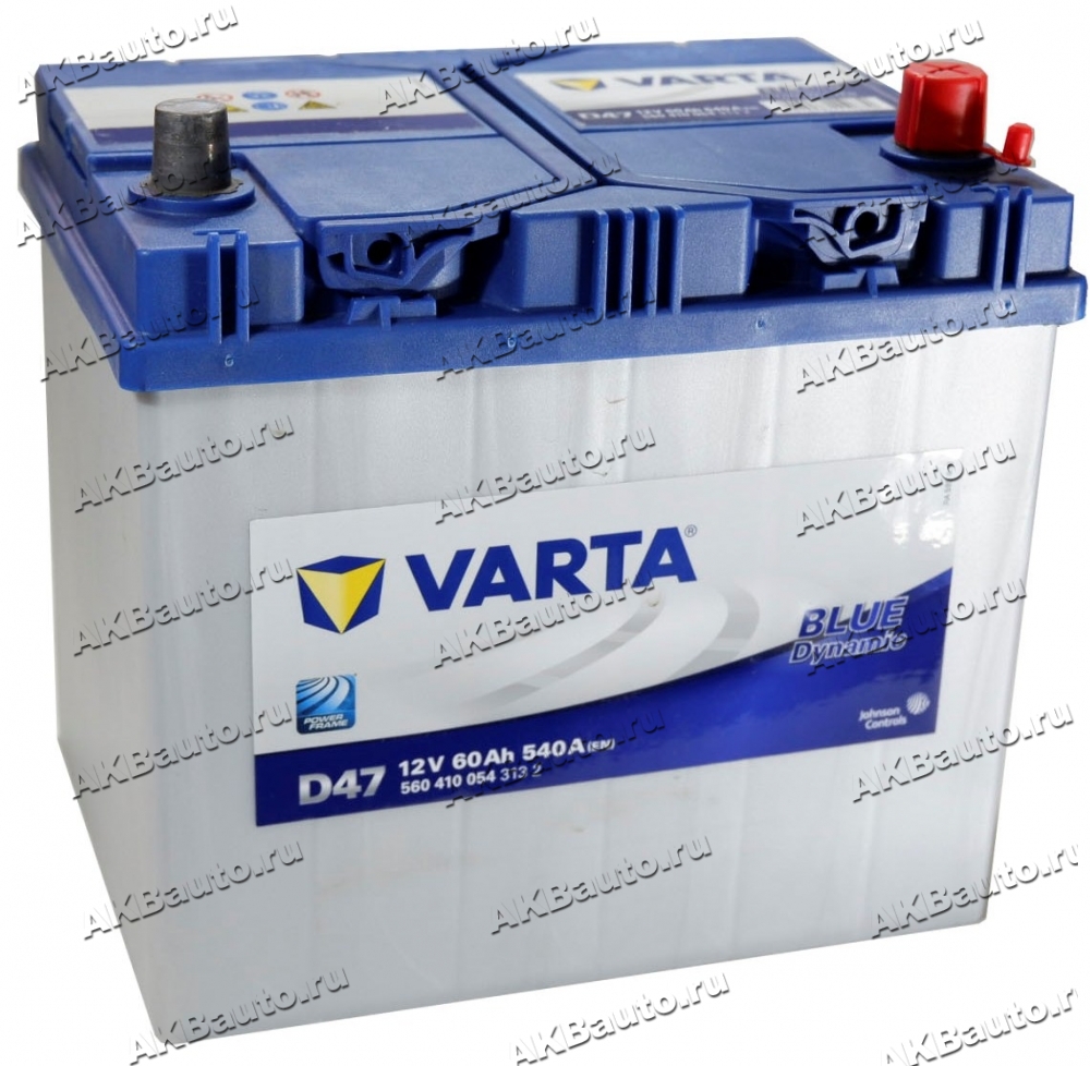 Аккумулятор автомобильный Varta Blue Dynamic Asia D47 60 А/ч 540 A обр.  пол. Азия авто (232x173x225) 560410 без бортика купить в Москве по цене  9800 рублей - АКБАВТО