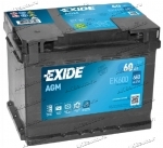 Аккумулятор автомобильный Exide Start-Stop AGM 60 А/ч 680 A обр. пол. EK600 Евро авто (242х175х190)