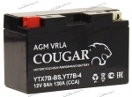 Аккумулятор для мотоцикла и скутера Cougar AGM VRLA 12V 8 А/ч 130 А прям. пол. залит/заряжен YT7B-BS, YT7B-4 (150х65х94)