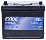 Аккумулятор автомобильный Exide Premium 75 А/ч 630 А обр. пол. EA754 Азия авто (260x175x220) с бортиком