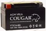 Аккумулятор для мотоцикла и скутера Cougar AGM VRLA 12V 7 А/ч 105 А прям. пол. залит/заряжен YTX7A-BS (150х87х100)