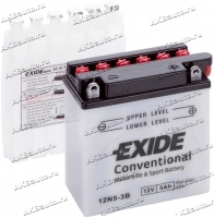 Аккумулятор для мотоцикла и скутера Exide Conventional 5 А/ч 40 А обр. пол. с/зар. с эл. 12N5-3B (120х60х130) YB5L-B купить в Москве по цене 1750 рублей - АКБАВТО