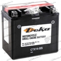 Аккумулятор для мотоцикла и скутера Deka CTX14-BS 12V 12 А/ч 200 А прям. пол. с/зар. с/эл. (150x87x145) AGM YTX14-BS купить в Москве по цене 4600 рублей - АКБАВТО