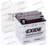 Аккумулятор для мотоцикла и скутера Exide Conventional 30 А/ч 300 А обр. пол. с/зар. с эл. EB30L-B (168x130x175) YB30L-B, YTX30HL-BS YTX30L-B, YB30L-B, YB30CL-B купить в Москве по цене 6500 рублей - АКБАВТО